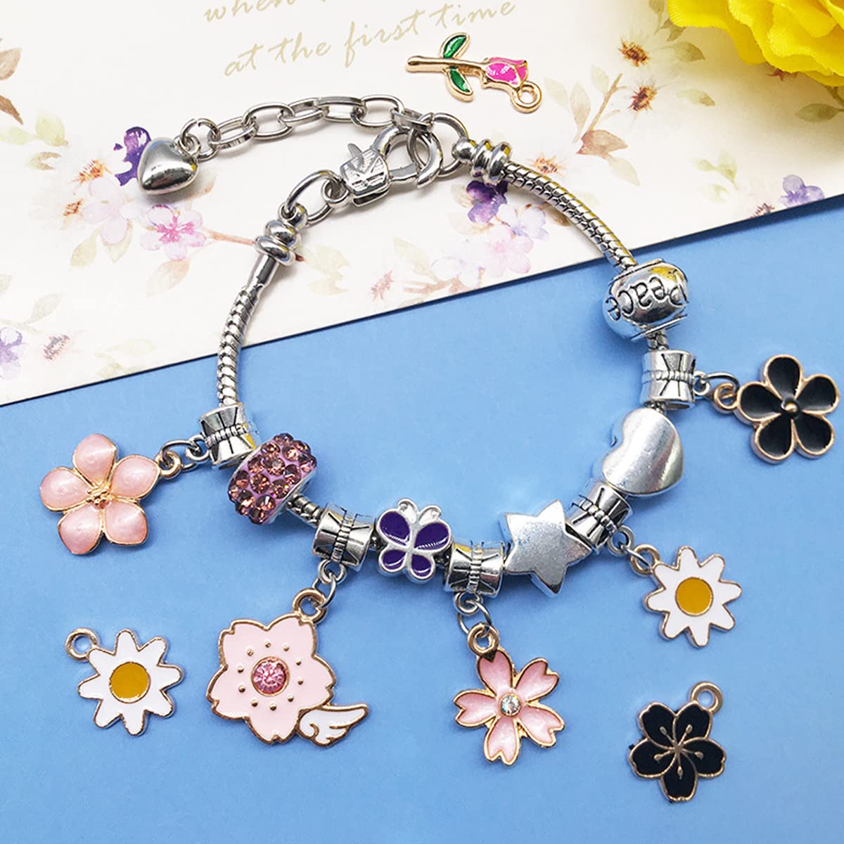 HASTHIP 60Pcs Floral Themed Assorted Gold Plated Enamel Pendants Charms for Bracelet, Earring, Necklace, Keychain DIY Jewelry Accessories HASTHIP 60Pcs Floral Themed Assorted Gold Plated Enamel Pendants Charms for Bracelet, Earring, Necklace, Keychain DIY Jewelry Accessories